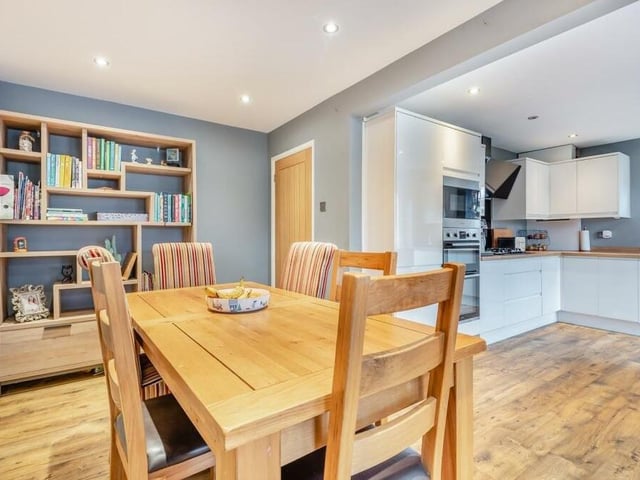 Attached to the kitchen is this smart dining area, with ample space for a dining table or breakfast table.