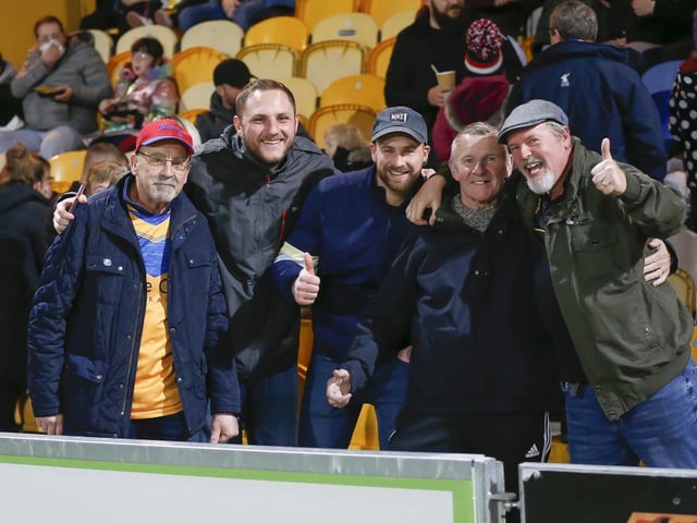 Mansfield Town fans ahead of the 0-0 draw with Newport County.