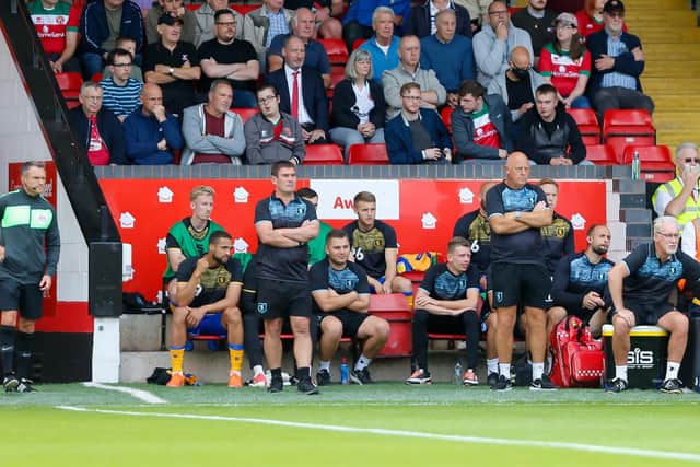 A frustrated Nigel Clough can only watch as Mansfield Town slip to defeat at Walsall.