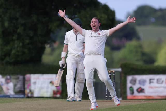 Welbeck’s Ash Willis traps Hucknall opener Harry Franklin. Photo by Richard Parkes.