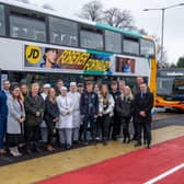 College students with representatives from Nottinghamshire County Council, West Notts College, NTU, Stagecoach and Trentbarton