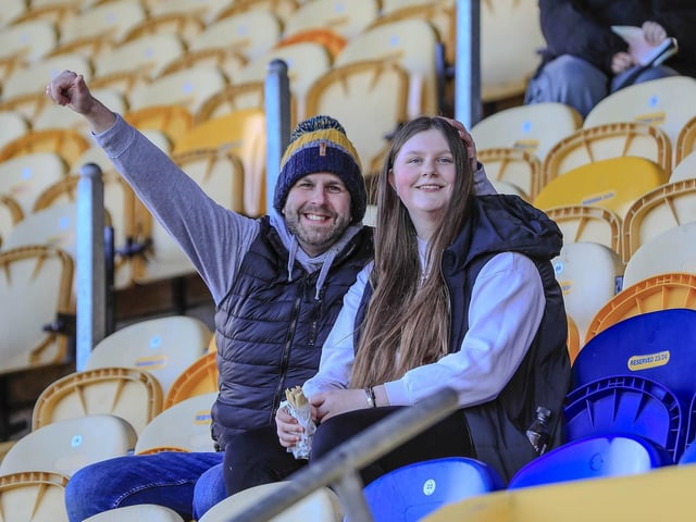 Mansfield Town fans ahead of the draw with Colchester United.