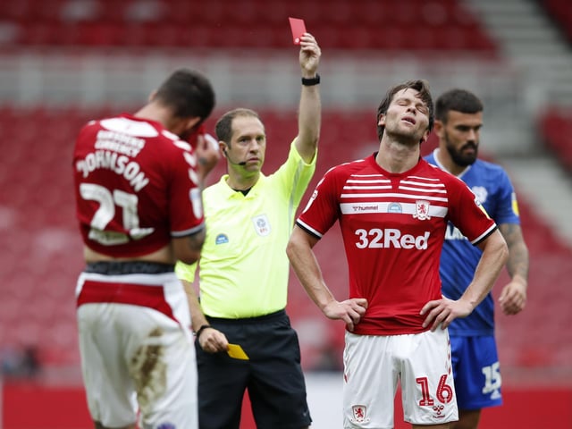 Middlesbrough have collected 93 yellows and two red cards this season.