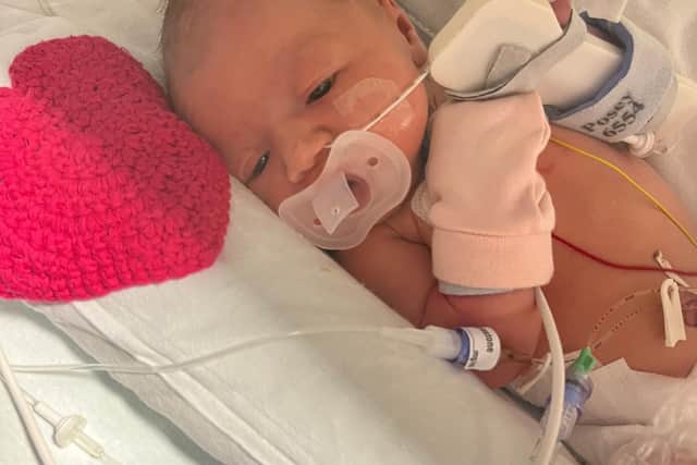 Helena in the NICU when she was first born