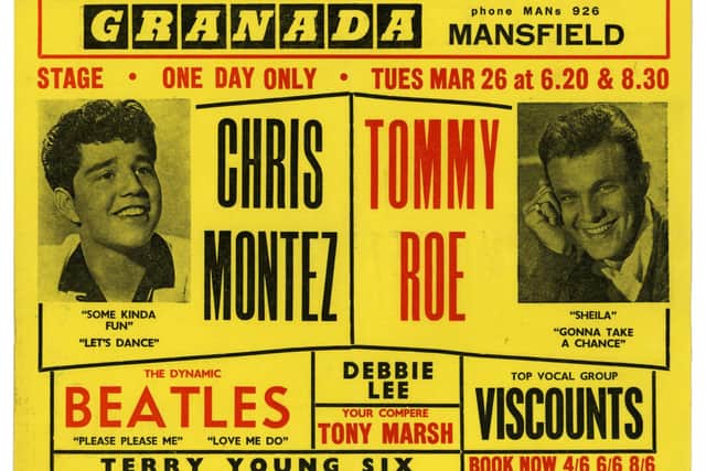 The Beatles Chris Montez Tommy Roe 1963 Mansfield Handbill (UK)