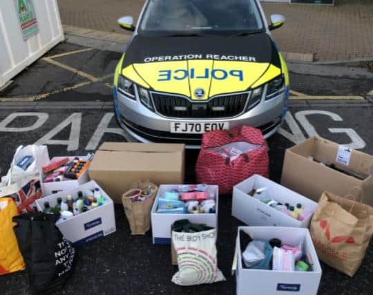 All the donations on display.