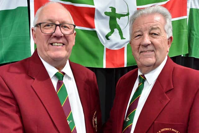 Geoff Hursthouse hands over the role of Mansfield & District MVC chairman to Paul Turner. Photo: Submitted