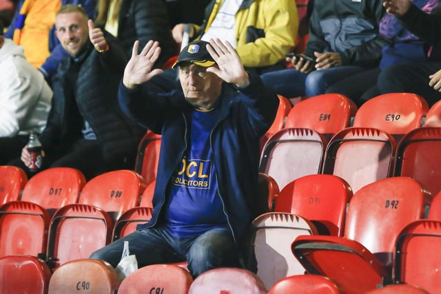 Stags fans during the Papa John's Trophy match against Grimsby Town.