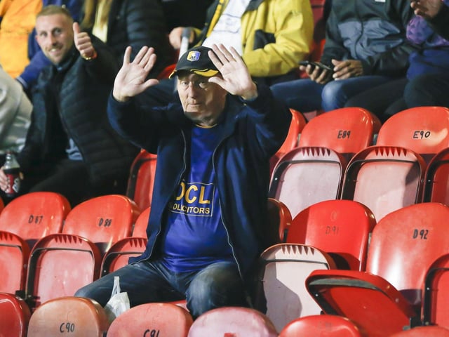 Stags fans during the Papa John's Trophy match against Grimsby Town.
