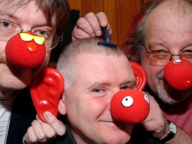 Stubbin Wood School held a shaving event for Red Nose Day in 2007 as staff members Courtney Hoop and Mike Elliott had half their beards shaved off and supply teacher David Briggs had half his head shaved.