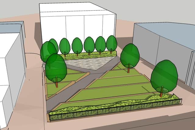 A sketch of the planned Queen Street pocket park.
