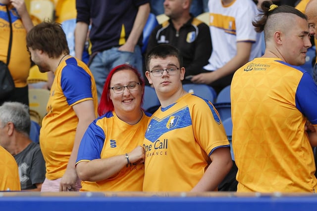 Mansfield Town fans watch the Stags first home win of the season against Tranmere Rovers