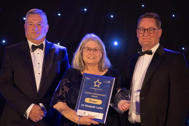 Acting Chair, Graham Ward  and Acting Chief Executive, Dave Selwyn with Dr Elizabeth Carlin