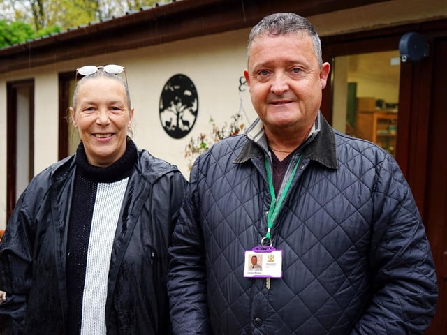 Cheryl Martins with Coun John Coxhead. Cheryl thanked John for his fundraising efforts and support.