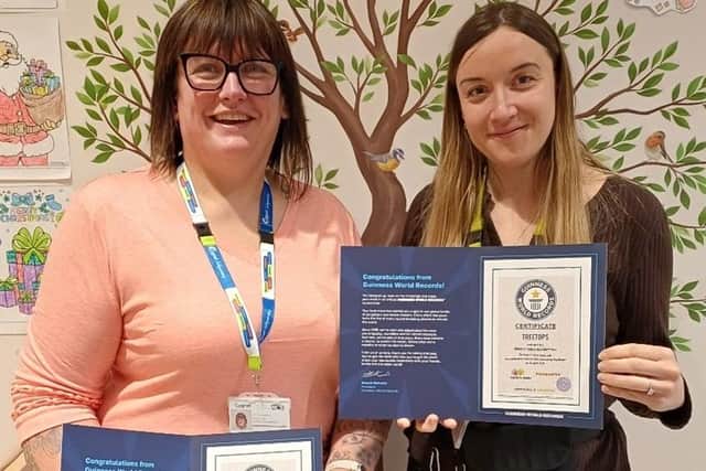 Cygnet Hospital staff members with their Guinness World Record certificates. Photo: Submitted