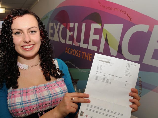 Mansfield West Notts A-Levels. Ellie Burland gained an A and 2 Bs.
