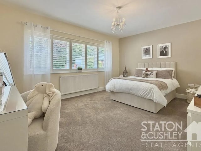 One of the spacious double bedrooms in the property