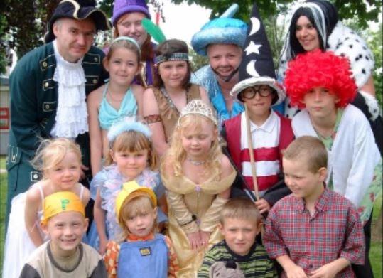 Staff and pupils dressed up for book week in 2017.