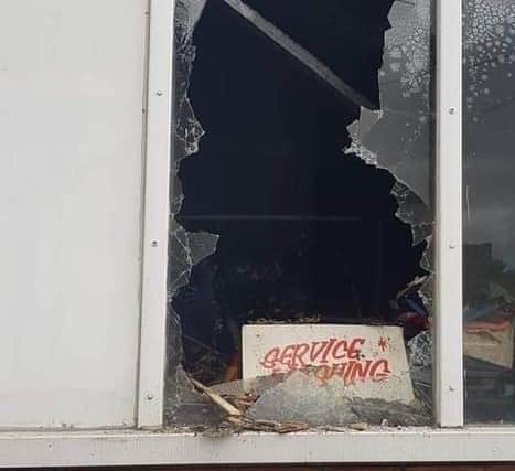 Broken window at the laundry