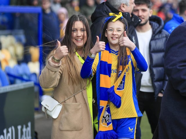 Mansfield Town fans ahead of the draw with Colchester United.
