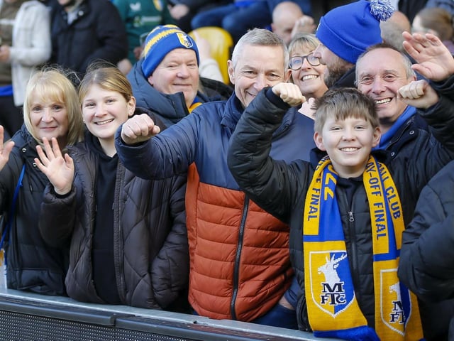 Mansfield Town fans ahead of the victory over Notts County.