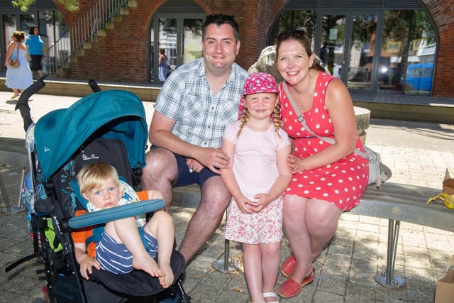 Rob and Ali Prince with their children Isaac 18 months and Emilia 4 at Old Portsmouth. Picture: Habibur Rahman