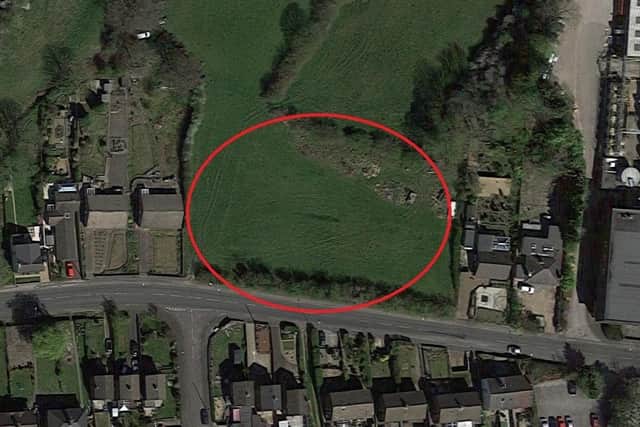 An aerial view of the proposed development site in Huthwaite.
