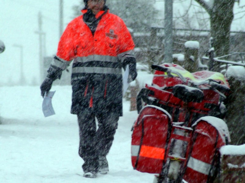 This postal worker got stuck in the snow one winter.