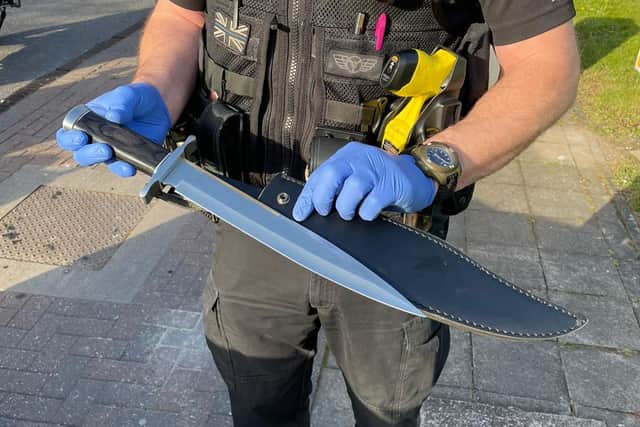 A picture of the knife shared on Derbyshire Roads Policing Unit's Twitter.