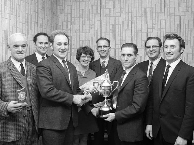 A presentation night at Kirkby Bowls Club in 1970.