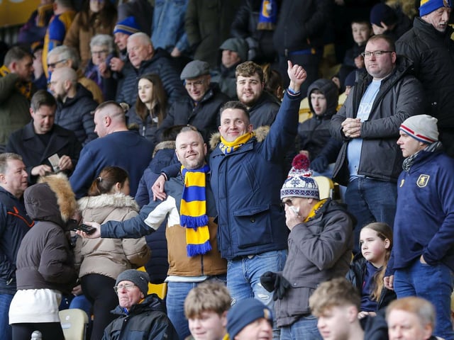 Mansfield Town fans ahead of kick-off on Saturday.