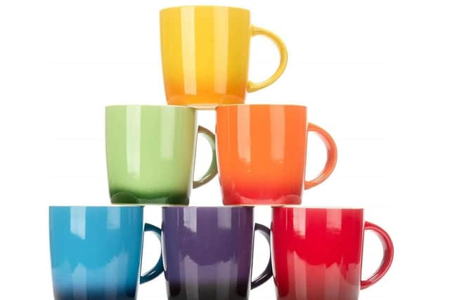 Dawsons Living Multi-Coloured Stoneware Mugs Set, Currently priced at £19.99.