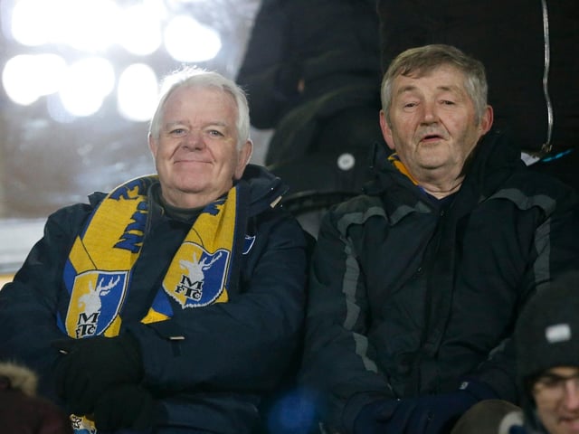 Some of the Mansfield Town fans who headed to Burton for the EFL Trophy defeat.