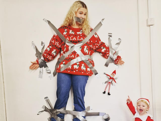 Bubbles the Elf managed to capture her mum and the traditional Elf on the Shelf