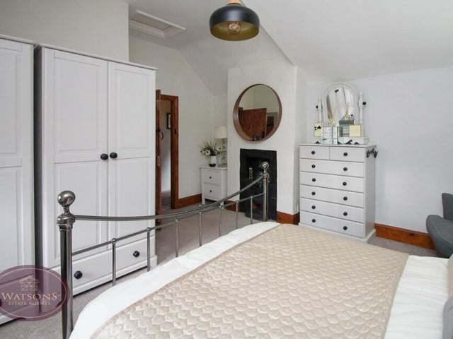 This shot of the master bedroom from a different angle shows there is plenty of space for sizeable wardrobes..