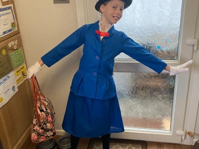 Katie aged ten as Mary Poppins. Mansfield Woodhouse.