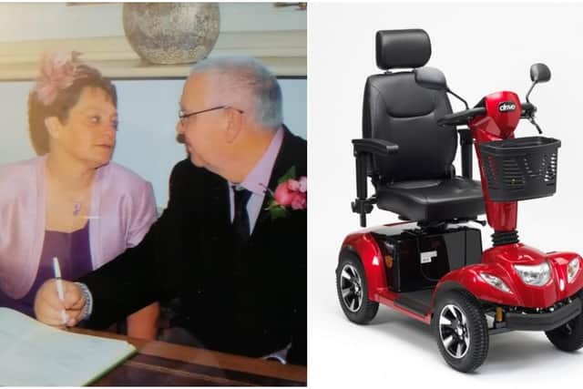 "Having the scooter completely changed my life. When my wife, Tina, was alive, we used to go out for walks and having a scooter opened up all these opportunities for us again. She was completely blind towards the end of her life but I have fond memories her holding onto the side of the buggy and plodding along beside me. She sadly passed away in January last year, but the scooter continued to enable me to do things and helped provide some comfort."
"
