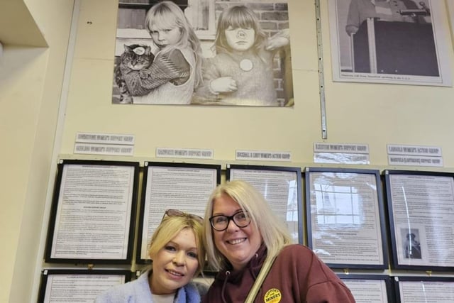 Sisters, Mandy and Michelle, posted with an image of their younger selves during the strike.