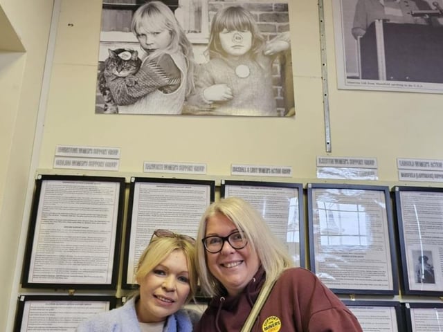 Sisters, Mandy and Michelle, posted with an image of their younger selves during the strike.