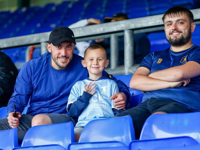 Mansfield Town fans enjoy the 3-0 win at Oldham Athletic.