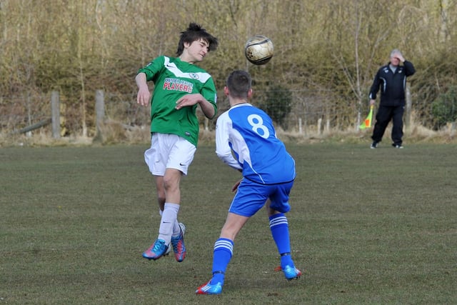 Ashfield FC (green and white) v DFS Welbeck Welfare in Under 14's Division 1.