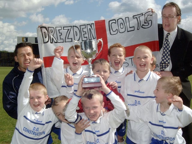 Dresden Colts celebrate a cup win at the 2003 Mansfield Youth League Finals.