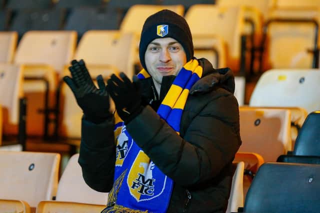 Mansfield Town fans ahead of the 3-1 defeat at Port Vale.