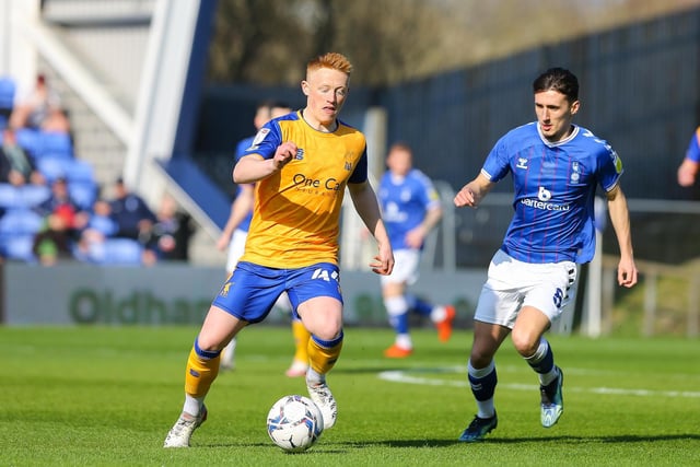 Mansfield Town midfielder Matthew Longstaff during the Sky Bet League 2 match against Oldham Athletic AFC at the Boundary Park, 26 March 2022 
Photo Chris Holloway / The Bigger Picture.media