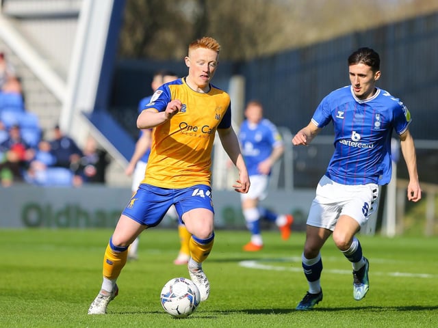 Mansfield Town midfielder Matthew Longstaff during the Sky Bet League 2 match against Oldham Athletic AFC at the Boundary Park, 26 March 2022
Photo Chris Holloway / The Bigger Picture.media