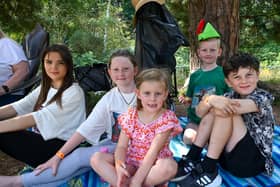 Children settle down to watch Disney's Robin Hood at Sherwood Forest on Saturday, July 29.