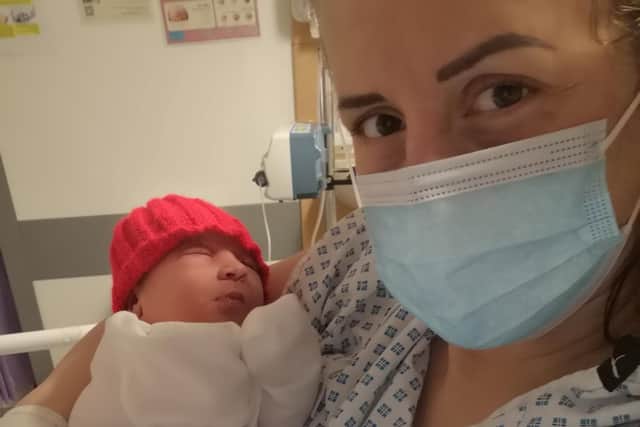 Proud mum Magdalena with the new arrival
