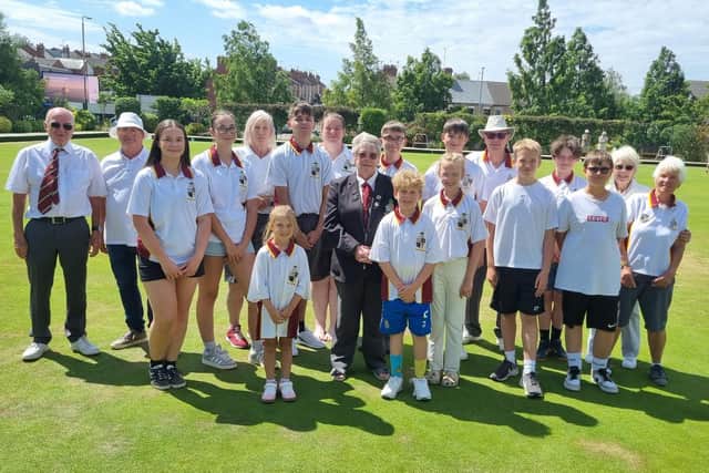 The Junior players, coaches and club president Cath Heslop during Junior Finals Day.