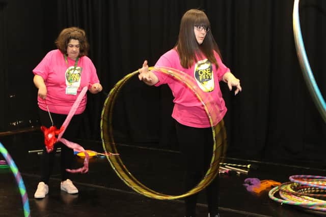 Circus skills at the Old Library Theatre, part of the OneFest activities