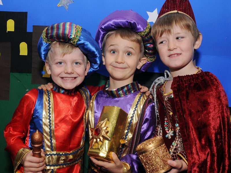 The Three wise men at Ollerton Primary school nativity play, 2010. Pictured: Owen Whitworth, Kai Doyle and Kieran Hunt.